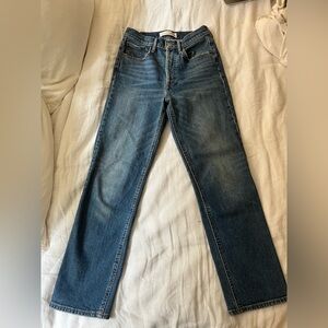 Aritzia High-Rise Straight Leg Jeans in Medium Blue Wash